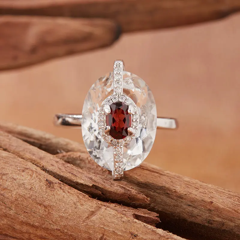 S925 Sterling Silver Natural Citrine & Clear Quartz Rings for Women – Minimalist Index Finger Band, Light Luxury Statement Jewelry S925 Sterling Silver Natural Citrine & Clear Quartz Rings for Women – Minimalist Index Finger Band, Light Luxury Statement Jewelry