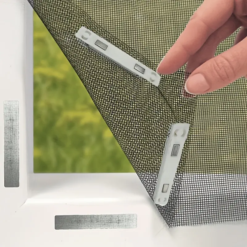 1 set of magnetic mosquito net window screen, adjustable size, highly breathable, no drilling required, self-adhesive for easy installation, insect-proof design
