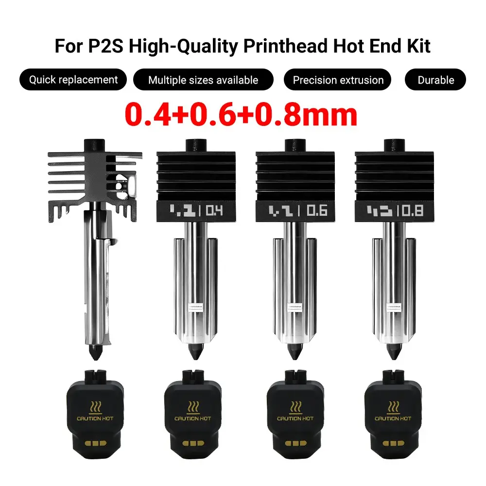 P2S/H2D/H2S/X2D Hotend Detachable Standard Flow Hardened Steel Nozzle Kits Quick Swap High Speed Print Head 3D Printer Parts