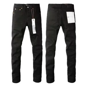 Men's High Cotton Solid Black Skinny Fit Denim Jeans, Smooth Faded Whisker Stretch Slim Pants, Minimalist Hip Hop Streetwear Mid Rise Soft Breathable Cotton Five Pocket Casual Jean Trousers with Metal Chain Hang Tag for Men Daily Street Outfits
