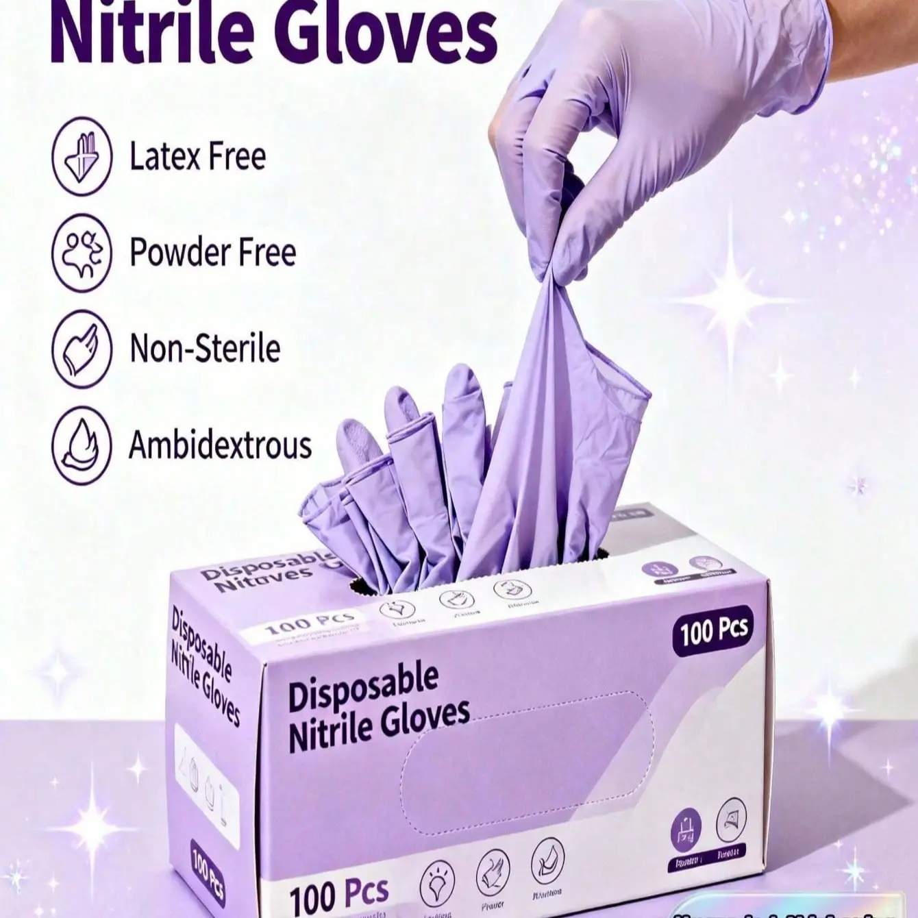 Nitrile Disposable Gloves, Waterproof, Latex-Free, Suitable for Both Hands, Ideal for Home Cleaning, DIY Painting, Pet Bathing, Car Cleaning, Household Cleaning Gloves