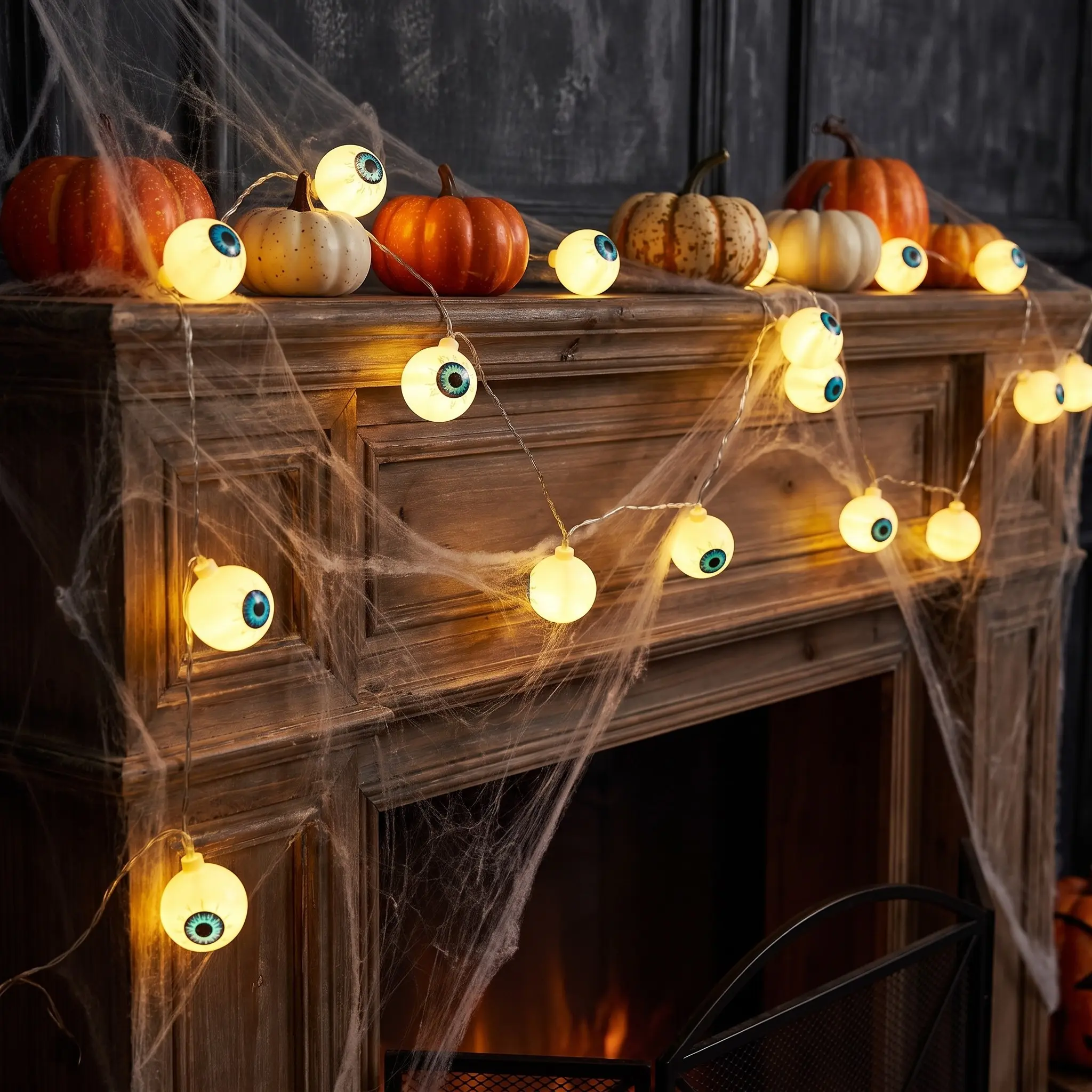 20 Eyeballs Creepy Glowing Eyeball String Lights, Spooky Halloween Room Decor, Hanging Ornaments