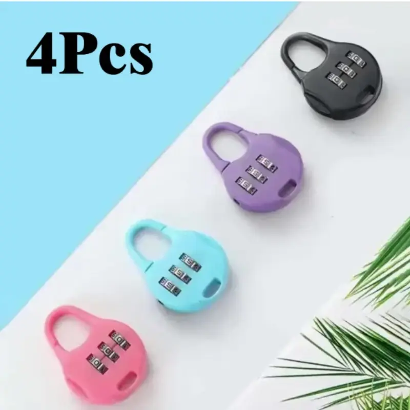 2/4 macaroon mini locks with combination knob and key entrance. Digital locks are suitable for suitcases, drawers, boxes, backpacks and laptop bags (easy-to-use key locks). Combination Padlock