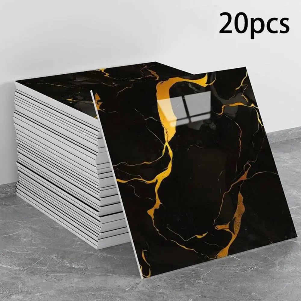 Latest 20-piece matte marble-pattern wall panels - self-adhesive and detachable PVC wall panels for wall decoration on kitchen walls, bathrooms, living rooms, homes, offices, dormitories, etc., water-resistant and removable!