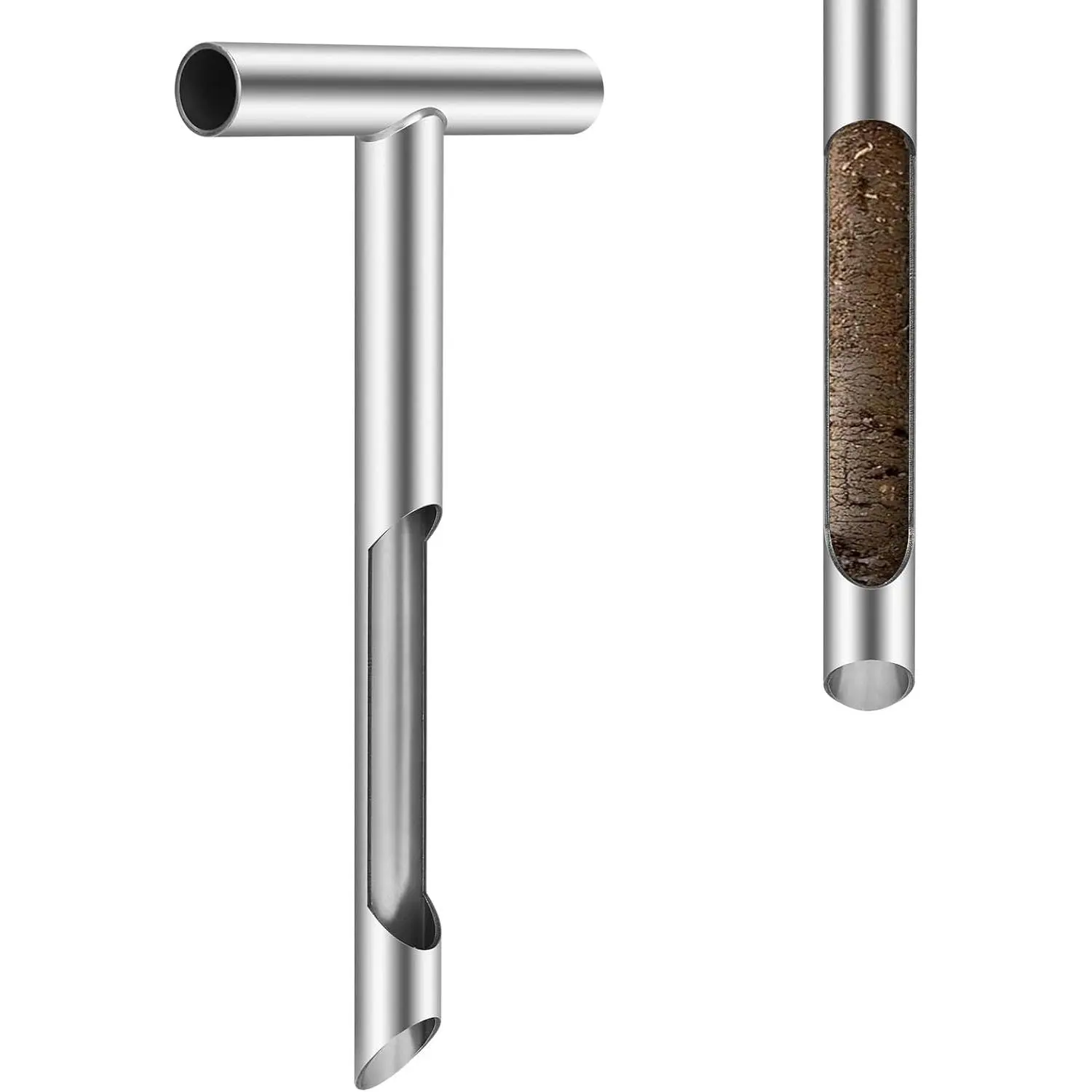 12 Inch Soil Sampler Probe, Stainless Steel Soil Core Sampling Tool with T-Handle, Heavy Duty Soil Probe for Lawn, Garden, Farm & Soil Testing