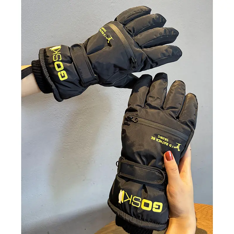 Water-resistant ski gloves for women, cold-proof and windproof for men, with fleece lining and thickened design, suitable for cycling, outdoor use, electric motorcycles, and anti-slip, cross-border