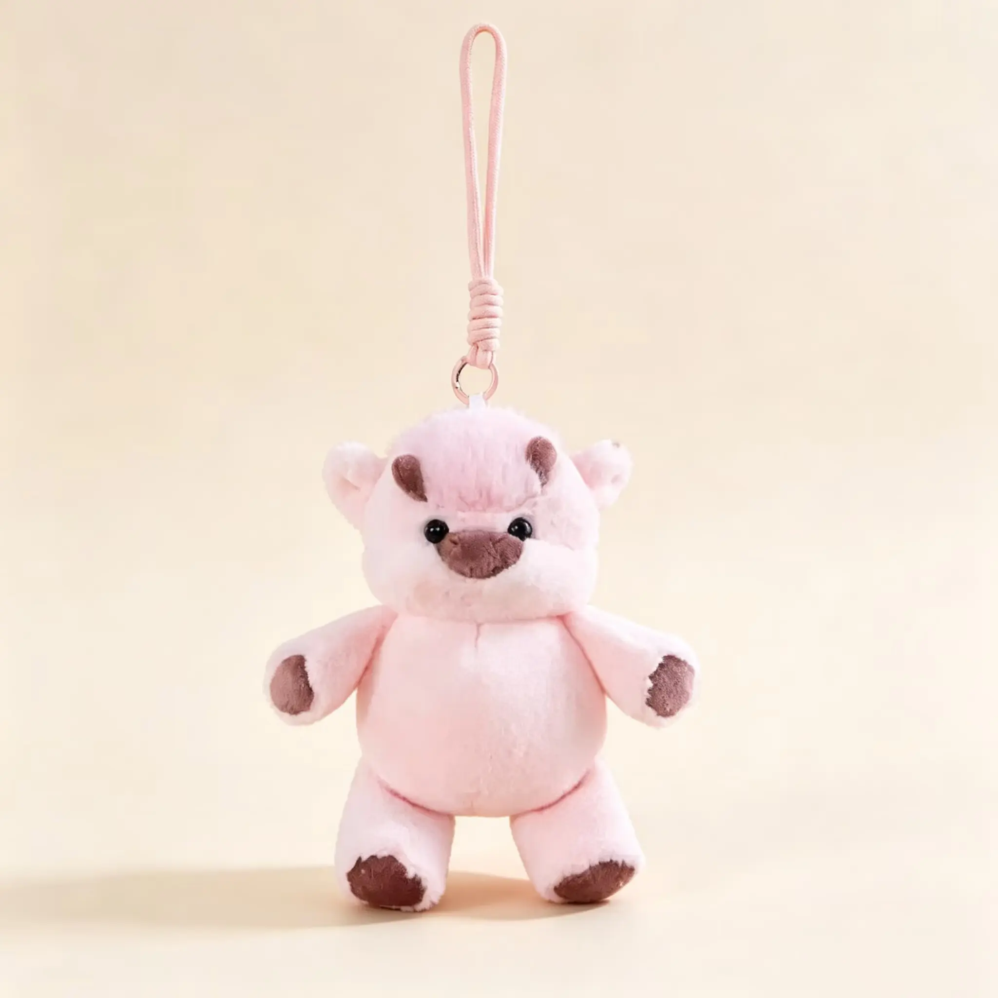 Cute Running Bear Highland Calf Small Panda Plush Toy Keychain, Adorable Animal Figurine, Perfect Gift for Kids and Collectors