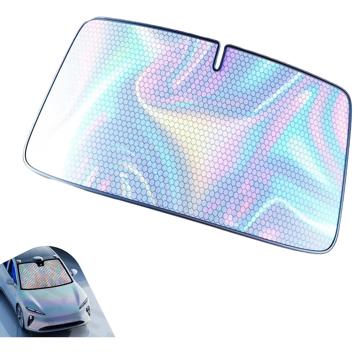 Car Windshield Sun Shade, Thickened Aluminum Foil Sunproof Heat Insulation Front Glass Cover, 57.5 ″ x 32.7 ″ Foldable Windshield Sunshade, for Most SUVs Midsize Large-size Sedans (Silver#L)