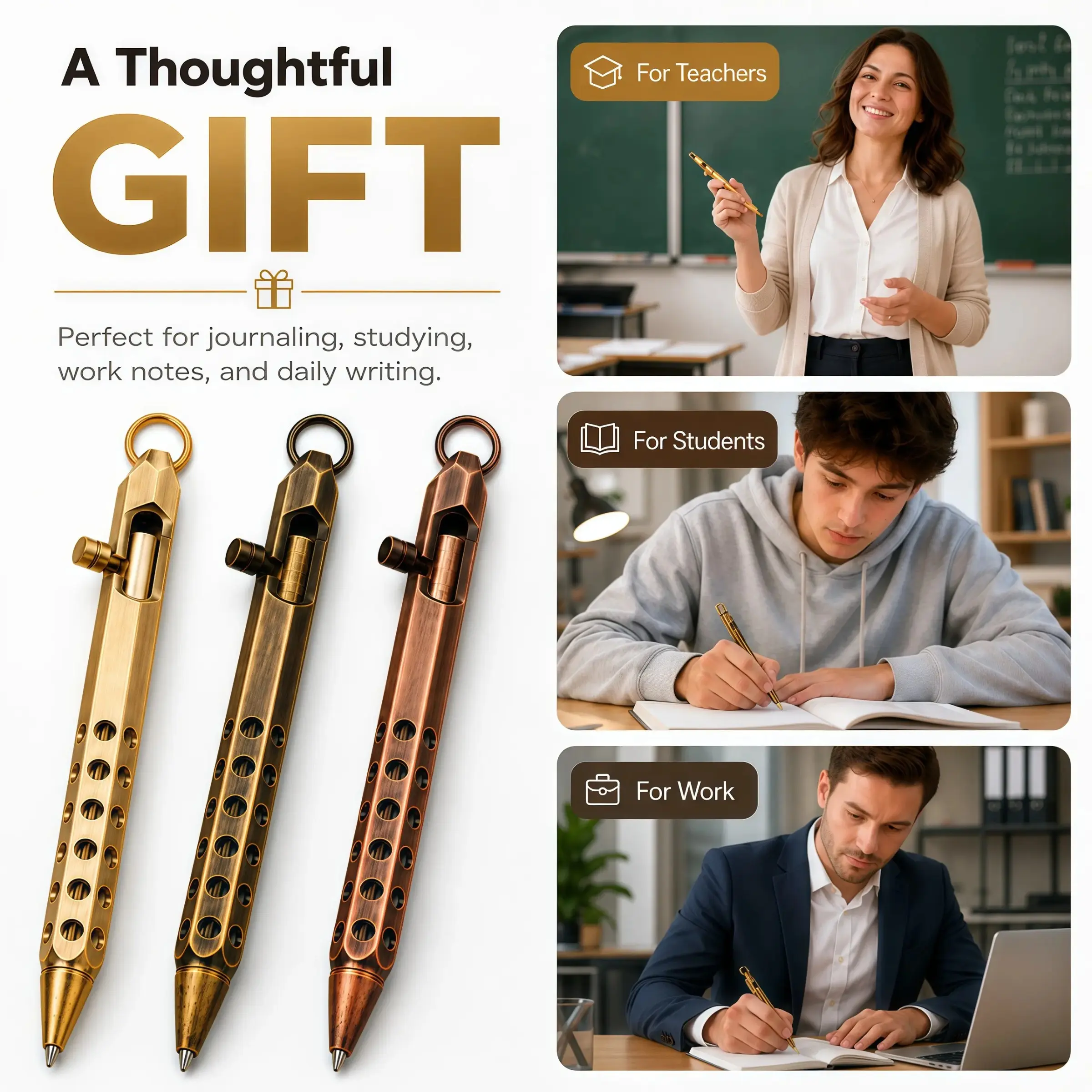 High-End Brass Mechanical Pencil, Smooth Durable Writing Instrument, Business Office Desk Accessory, Elegant Gift Pen