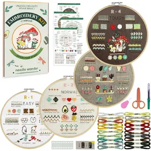 Kit for Beginners Adults 38 Stitches Easy Learning with Stamped Patterns & Video Tutorials Ideal Gift for Craft Enthusiasts