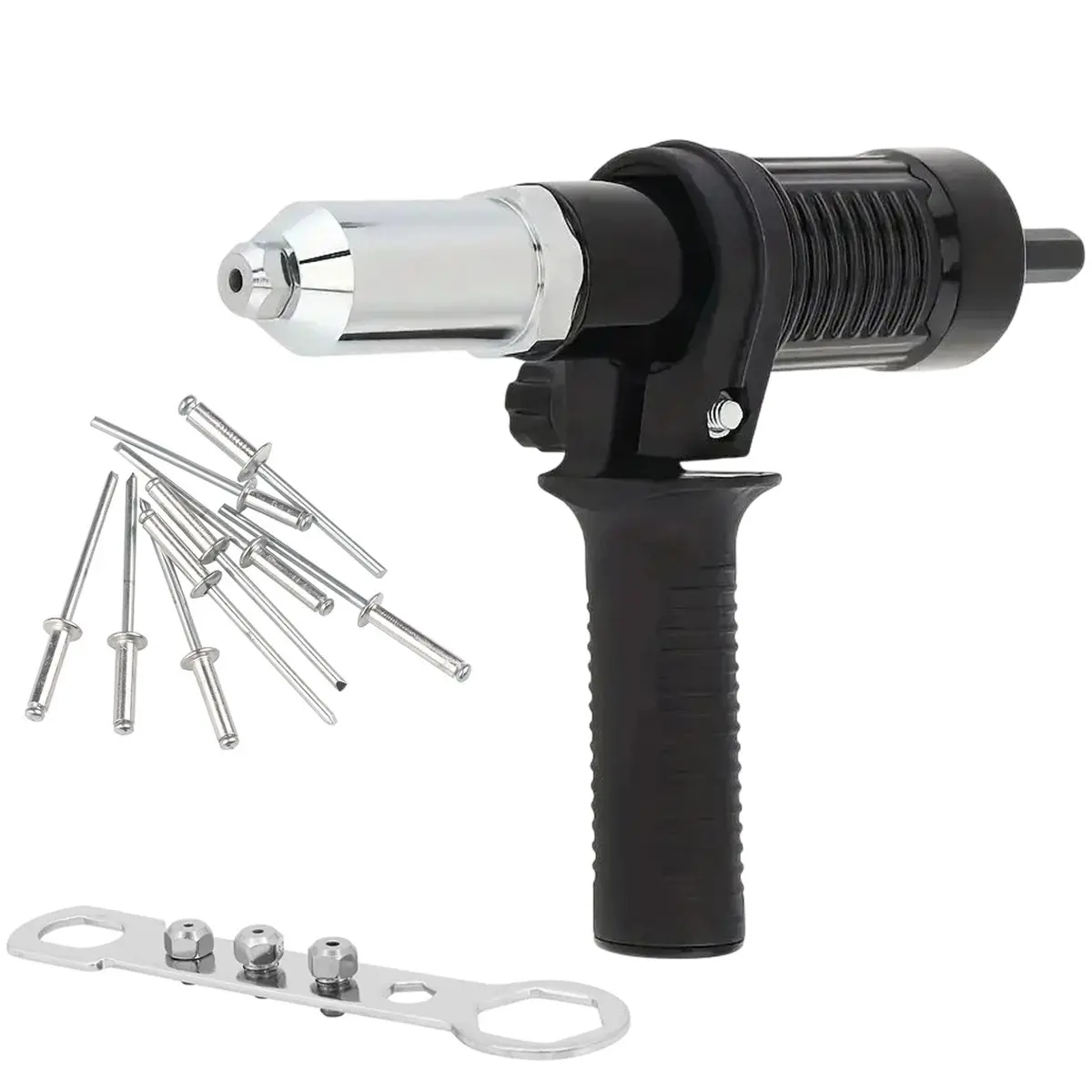 Electric Rivet Gun Adapter, Handheld Heavy Duty Rivet Gun Adapter for Electric Drill, with 80PCS Rivet, Drill Bit Adapter, Practical Power Tool Accessories for Daily Home Project Needs, Hardware