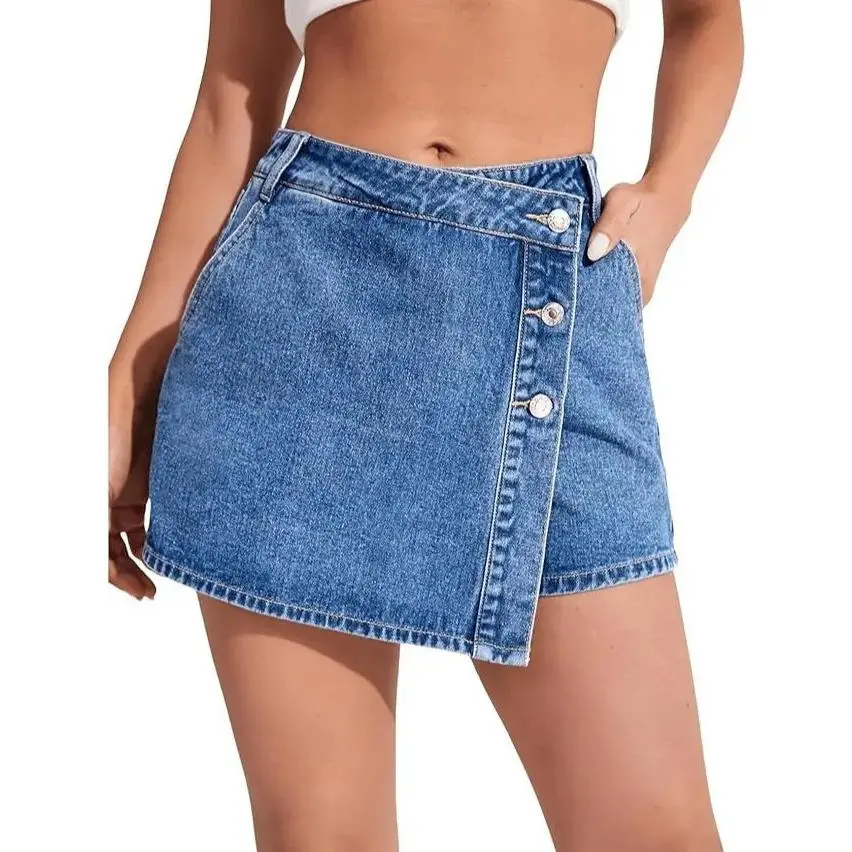 2026Women's Fitted Flex Skort - Personalized Style, Split Design, Button-Accented Skirt Shorts Casual Wear