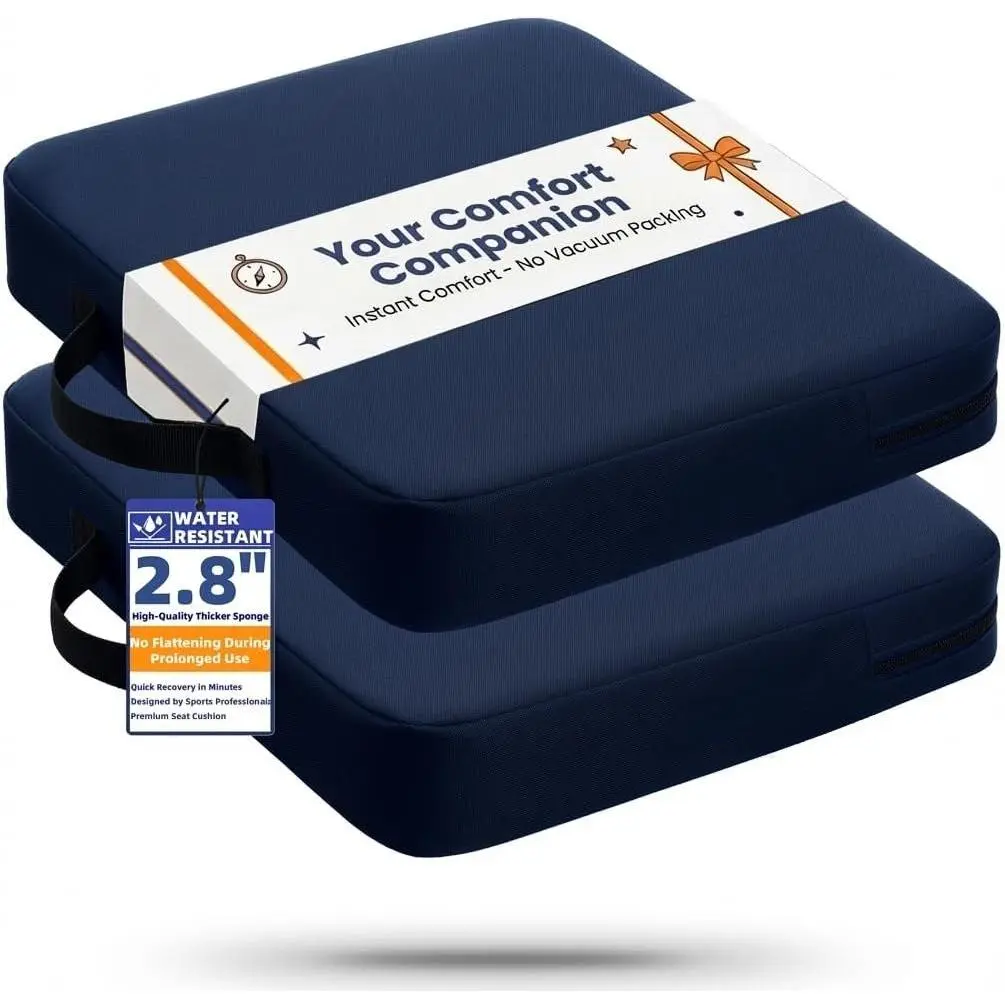 2-Pack Stadium Seat Cushions for Bleachers -  2.8" Extra Thick Bleacher Seat Cushion, Portable Bleacher Cushions for Adults, Lightweight Bleacher Pads, Suitable for Outdoor Use (Dark Blue)