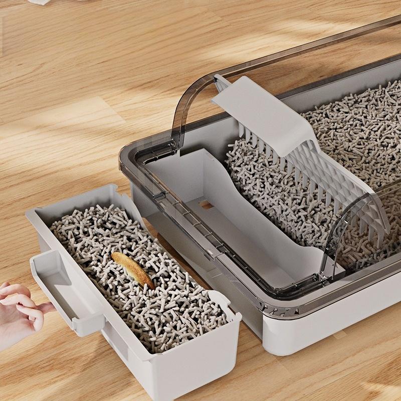 Large Sifting Cat Litter Box with Odor Lock, Privacy Lid & High Spill-Proof Walls, Smooth Surface Easy Clean, Suitable for All Cat Ages