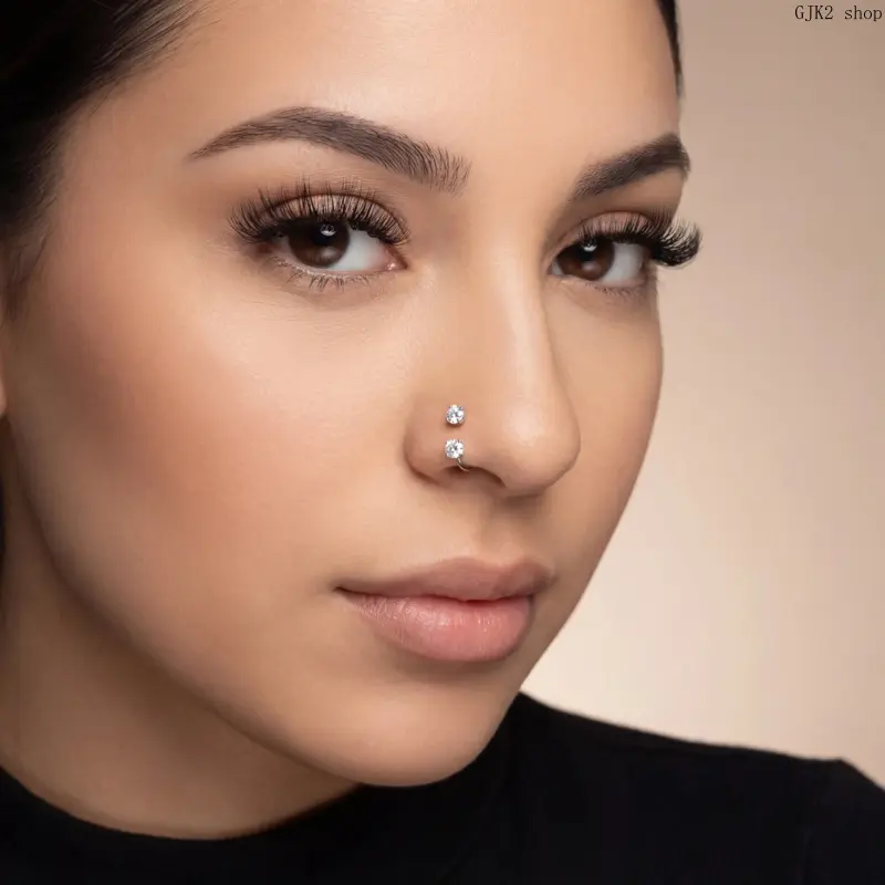 Titanium Round Zircon Nose Horseshoe Rings, 8mm Inner Diameter Piercing Barbell, Mini Gem Removal Tool Included, Daily Body Piercing Jewelry