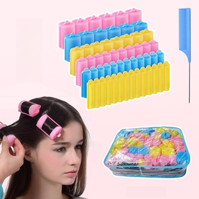 58PCS Heatless Foam Hair Rollers Set, Heatless Curlers, Heatless Curling Set, Non-Damaging Styling Tool for Women and Girls, Travel-Friendly Hair Care Accessories