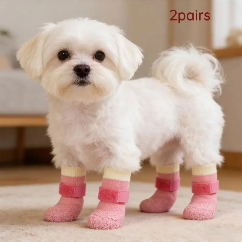2 Pairs Waterproof Dog Boots, Silicone Anti-Slip Wear-Resistant Pet Shoes, Puppy Shoes for Outdoor Sports, Protective Paw Covers