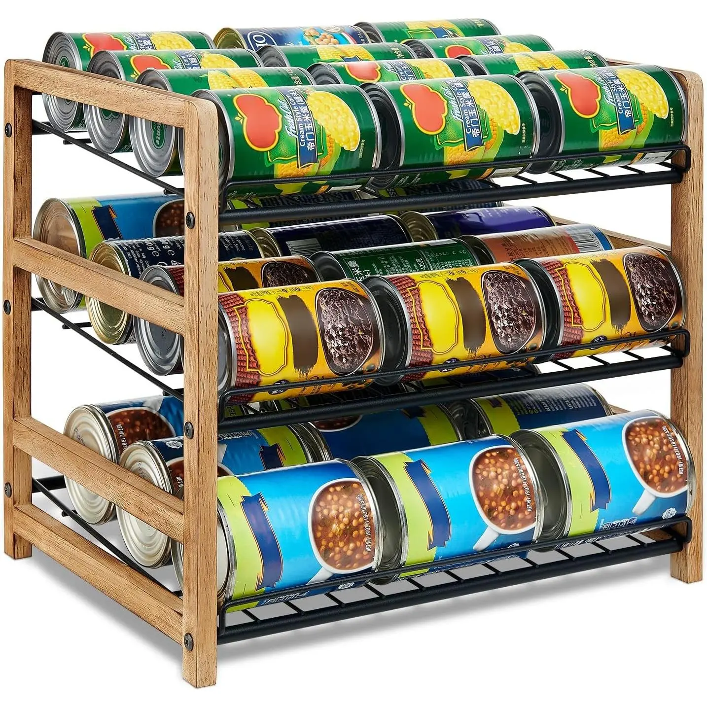 Can Organizer for Pantry 3-Tier, Can Storage Organizer Pantry, Soda Can Organizer, Holds up to 36 Cans Holders for Pantry, Cabinet, Countertop, Carbonized Brown