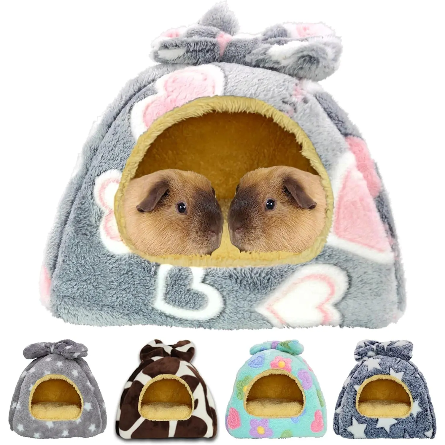 Warm Cozy Guinea Pig Bed Hideout House Accessories for Small Animals Hamsters Chinchillas Dwarf Bunnies Hedgehogs Size M Grey