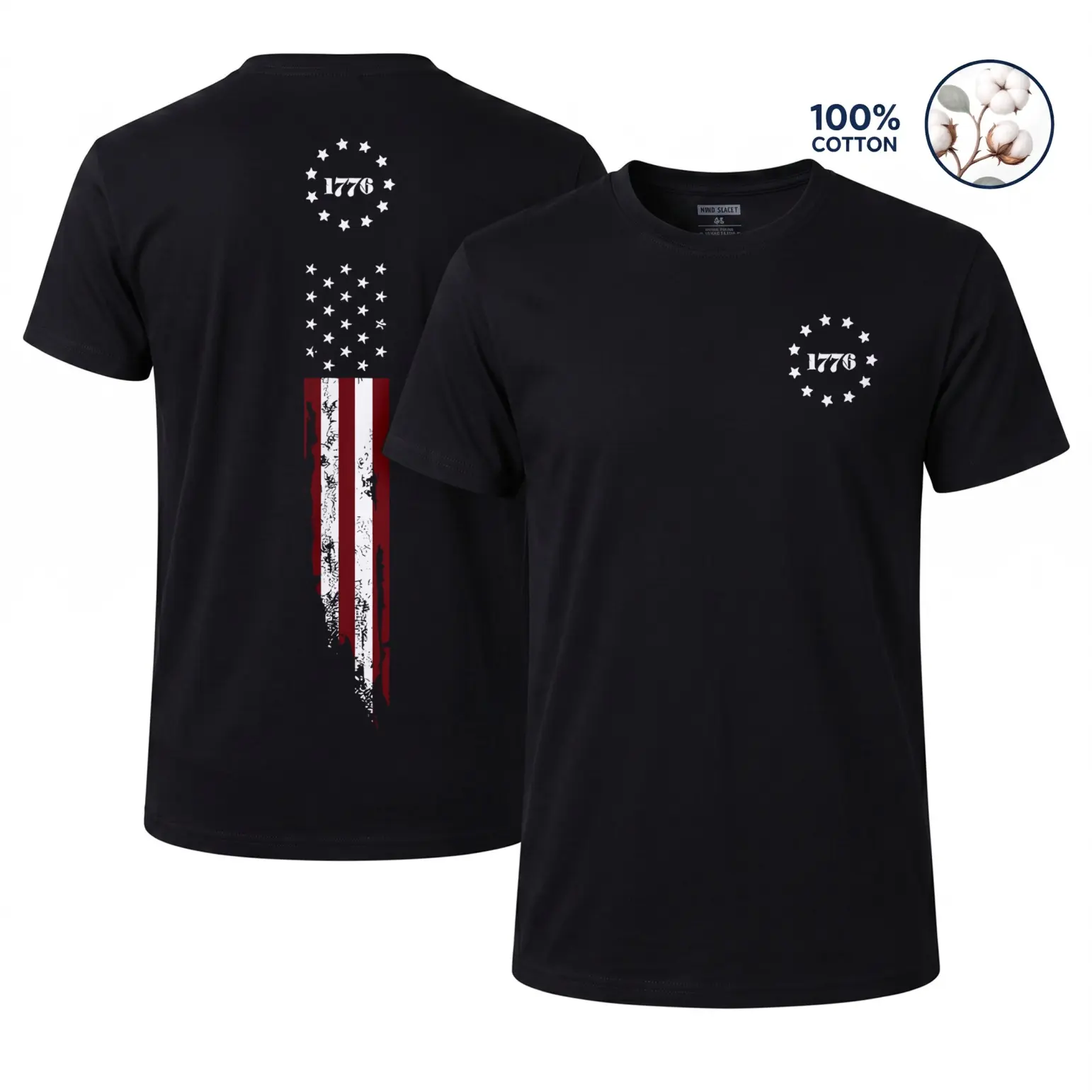 Men’s 100% Cotton American Flag Graphic T-Shirt, 1776 Independence Inspired Patriotic Print Tee, Soft Breathable Casual Streetwear Short Sleeve Top, Loose Fit Summer Daily Wear Shirt for Travel and Outdoor