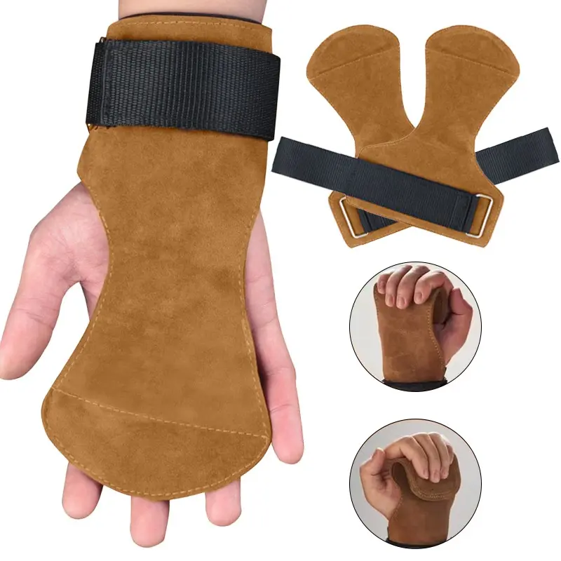 Leather Weight Lifting Gloves, Non-Slip Durable Hand Pads with Wrist Straps for Support, Ideal for Gym Workouts, All-Season Fitness Gear