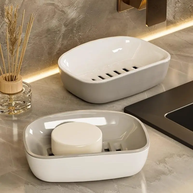 Large Double Layer Draining Soap Box for Home Bathroom | Detachable Drain Tray Soap Storage Rack | Multipurpose Soap Holder for Facial Soap & Laundry Soap