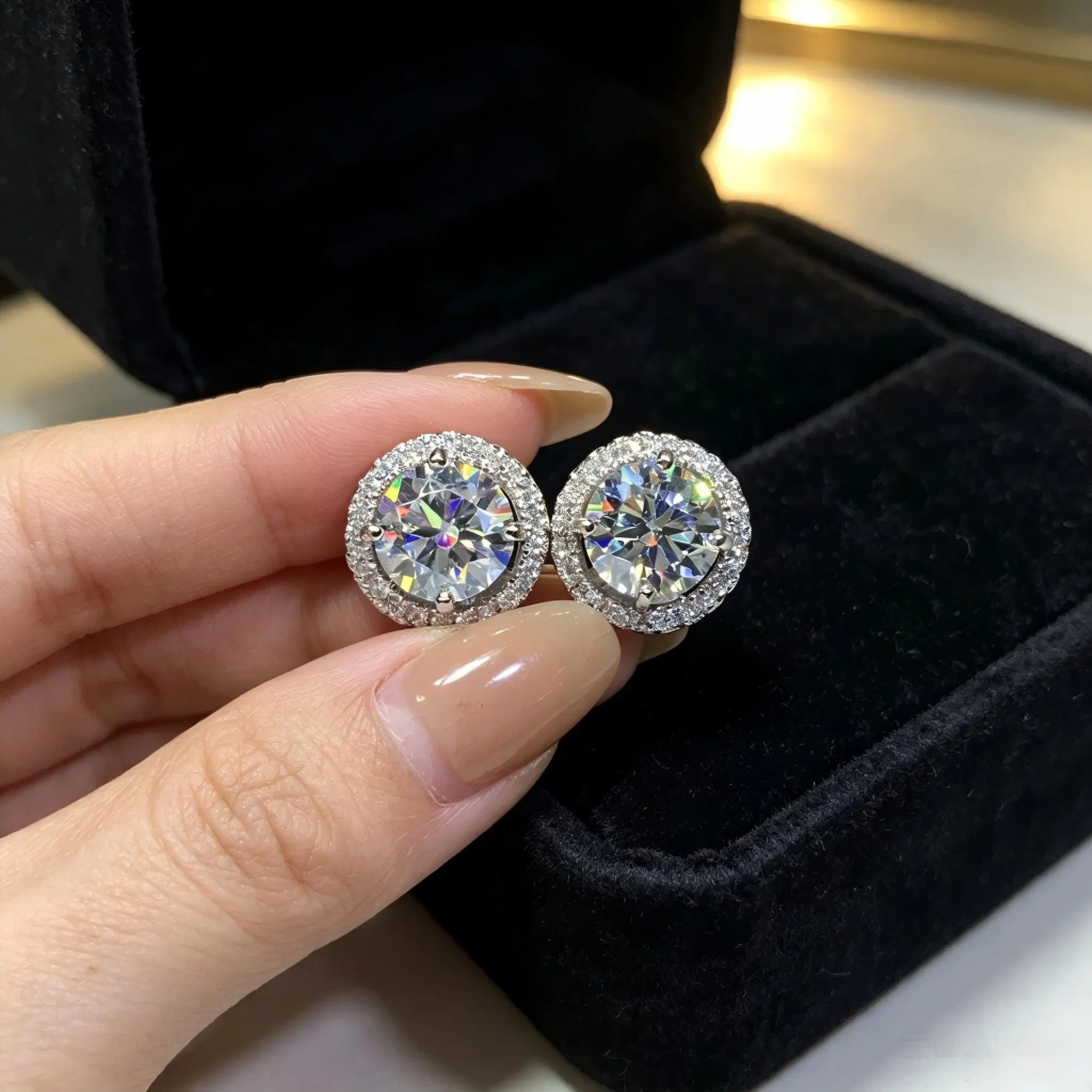 2026 New Minimalist Unisex Hypoallergenic Earrings Set - S925 Sterling Silver Soft-Needle Studs, 0.3/0.5/1/2ct Moissanite Stone & Cubic Zirconia, Modern Artificial Gemstone Earrings for Casual Formal, With Authenticity Certificate, Classic Artificial Gems