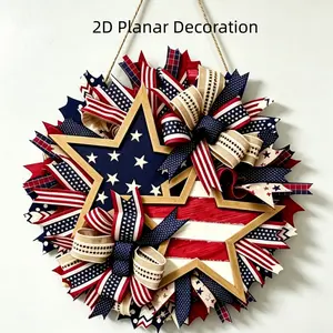 2D Planar Decoration Patriotic Independence Day Wreath - National Flag Themed Front Door Decoration