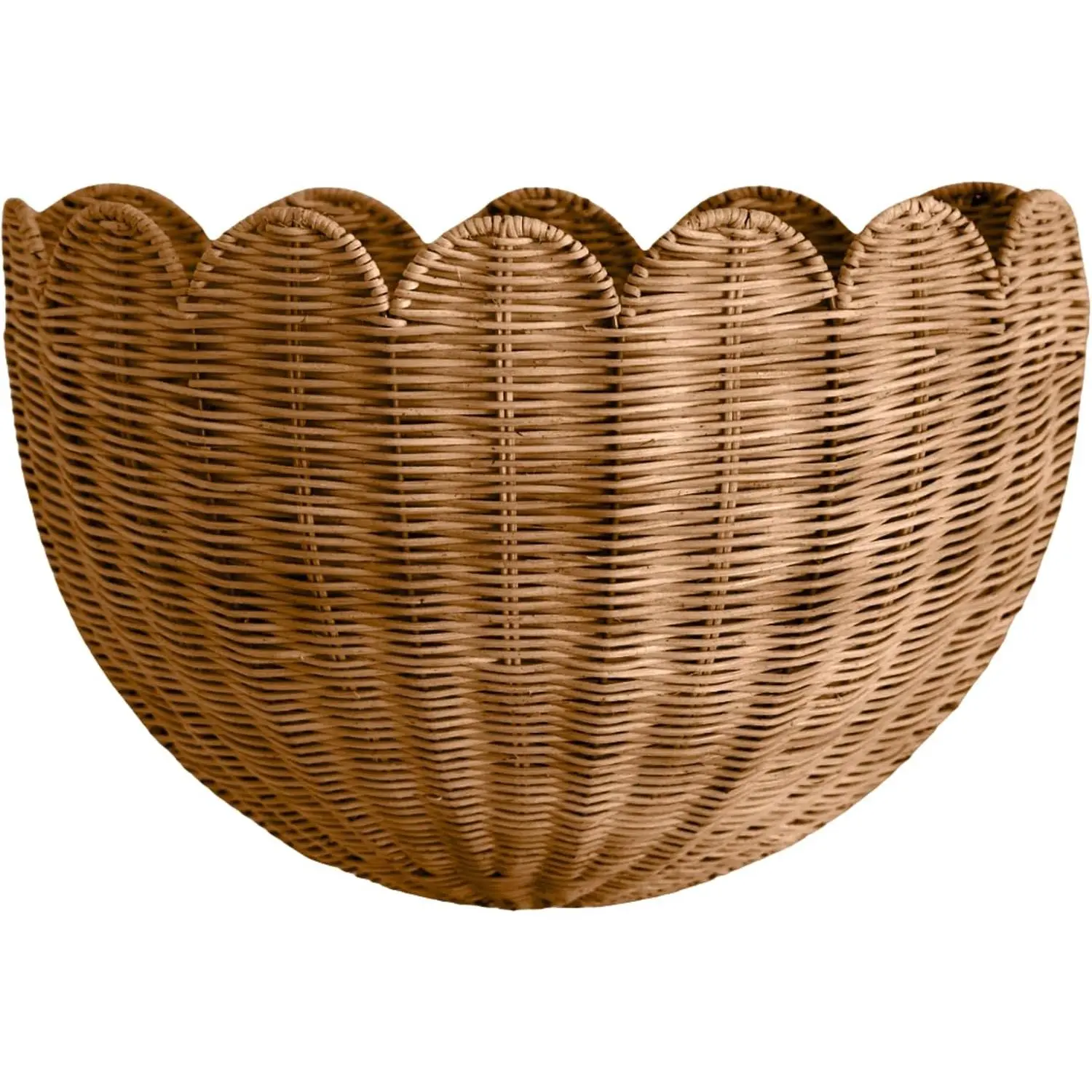 Scalloped Wicker Hanging Basket - The Original Wicker Wall Decor - Hand Woven Wall Basket - Home Décor Wall Hanging Basket - Wall Storage Basket for Nursery, Living Room and Bathroom (Mocca)