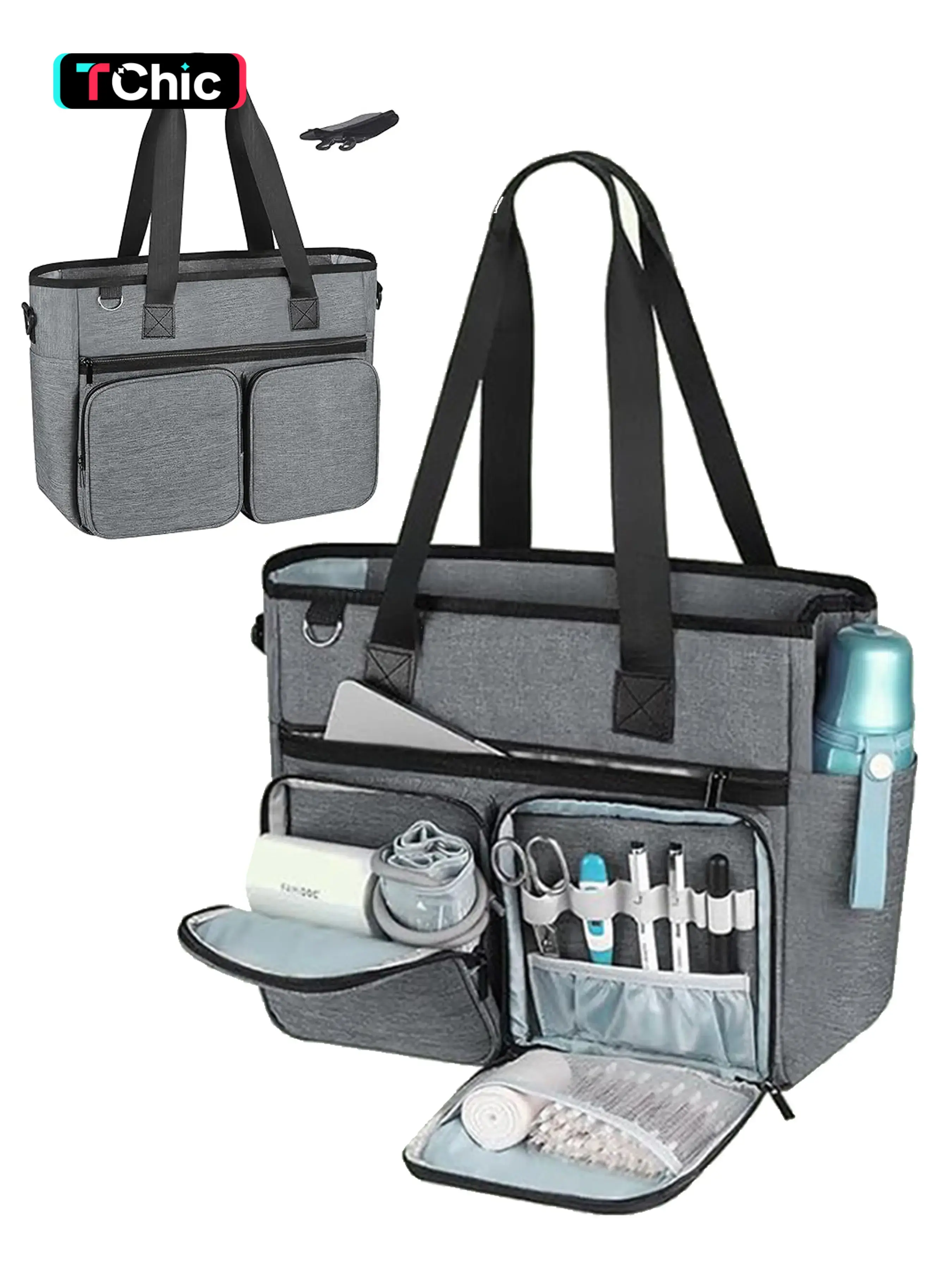 Teacher Tote Bag 15.6 inch Laptop Bag Work Bags for Women Nurse Tote Laptop Briefcase for Office, College, Nursing, Large Travel Tote Shoulder Bag with Zipper for College Office Storage Carrying Bag, Multifunctional Storage Bag