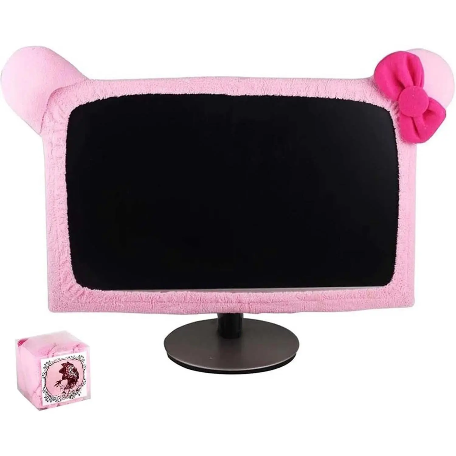 1 count Cute  Ear   Cover, Kawaii   Screen Protector for 20-29 Inch Display, Soft Elastic Fabric  Dust Cover for Girl Gamers,  Office Desk Decor