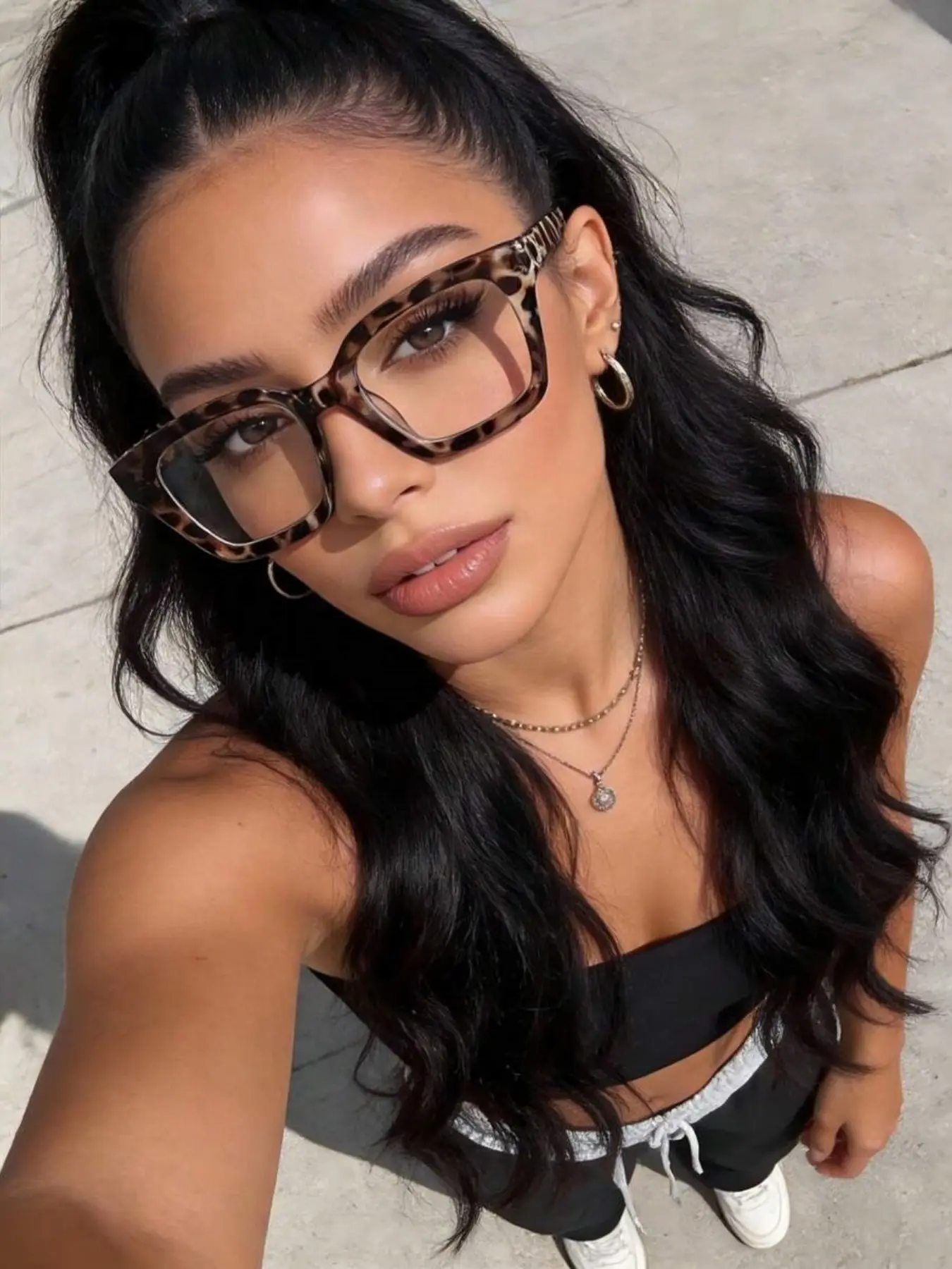1 Pair Women's Square Plastic Frame Fashion Transparent Eyeglasses, Suitable For School, Daily Reading, Everyday Eyewear, Eye Protection, Leopard Print, Women Eyewear Accessories, Clear Eyeglasses