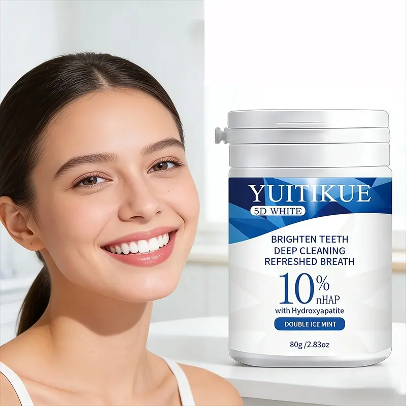 Yuitikue 5D Brightening Tooth Powder, 10% Nano Hydroxyapatite, Dual Ice Mint, Deep Stain Removal, Fresh Breath, Oral Care, 80g