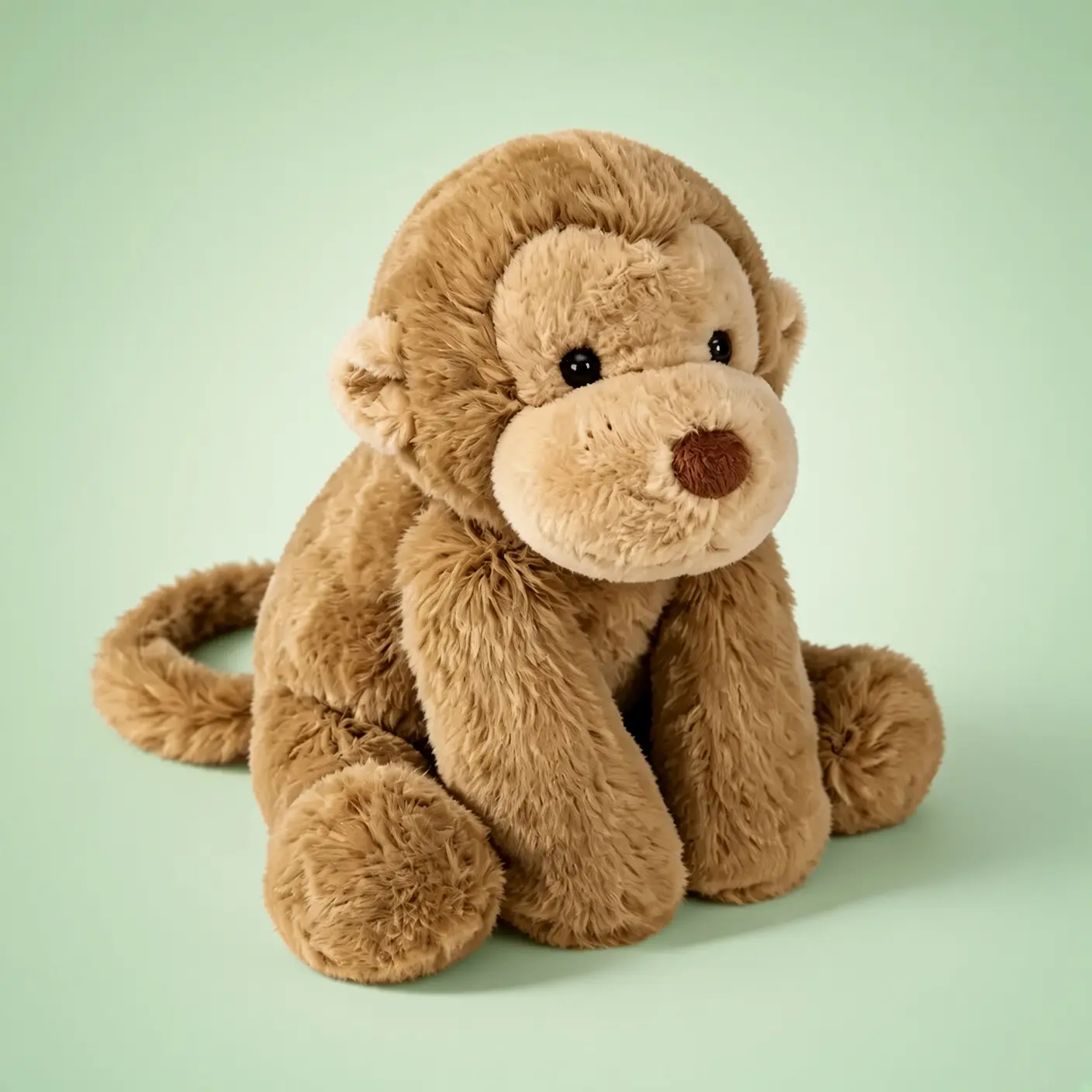 Smudge Monkey Soft Lying Plush Toy, 5.1in & 9.4in Fluffy Stuffed Monkey Pillow, Cute Animal Plushie Decor Gift for Kids and Monkey Lovers