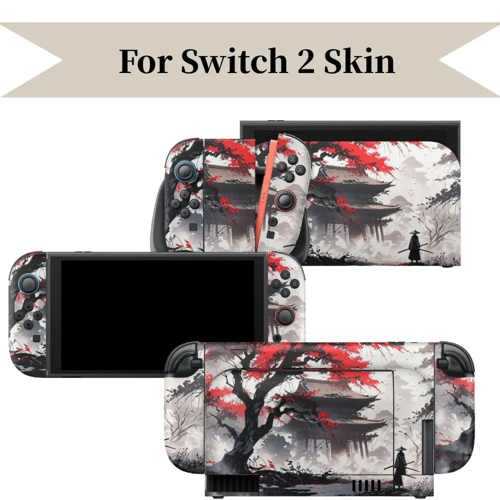 Samurai Pagoda Vinyl Skin Sticker Compatible with Switch 2 Console, Decal Wrap Cover for Console Dock Joy-Con (Sticker Only), Switch Accessories, Gift for Gamers