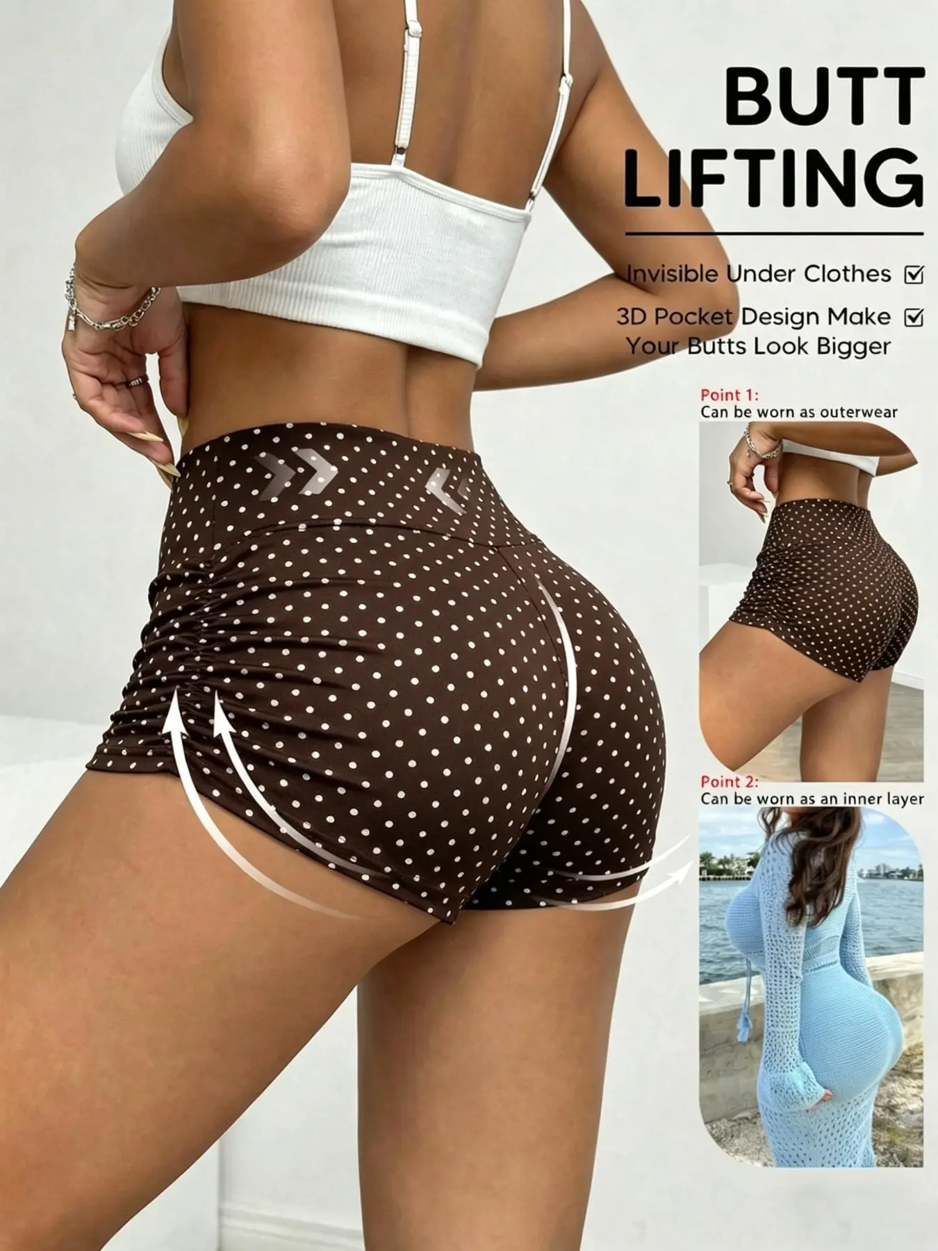 Women Shorts Today's Deals TikTokshop Polka Dot High Waist Ruched Bikini Shorts Stretchy Slim Fit Summer Clothing High Waist Beachwear Women Retro Vintage Breathable Short Bottoms for Beach Vacation Daily Going Out