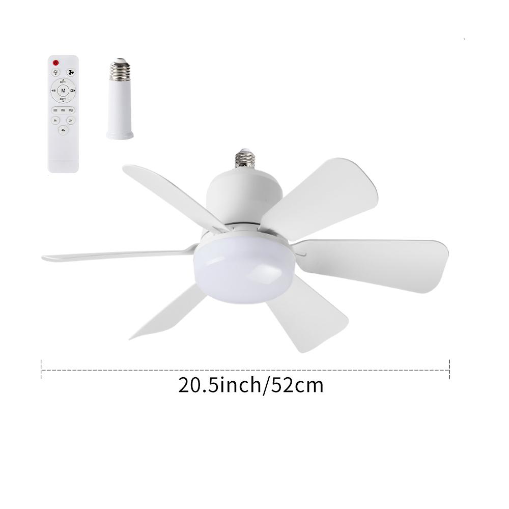 New E27 screw-in lamp holder fan light bulb with plug-in fan blade design, LED fan with three-speed adjustment