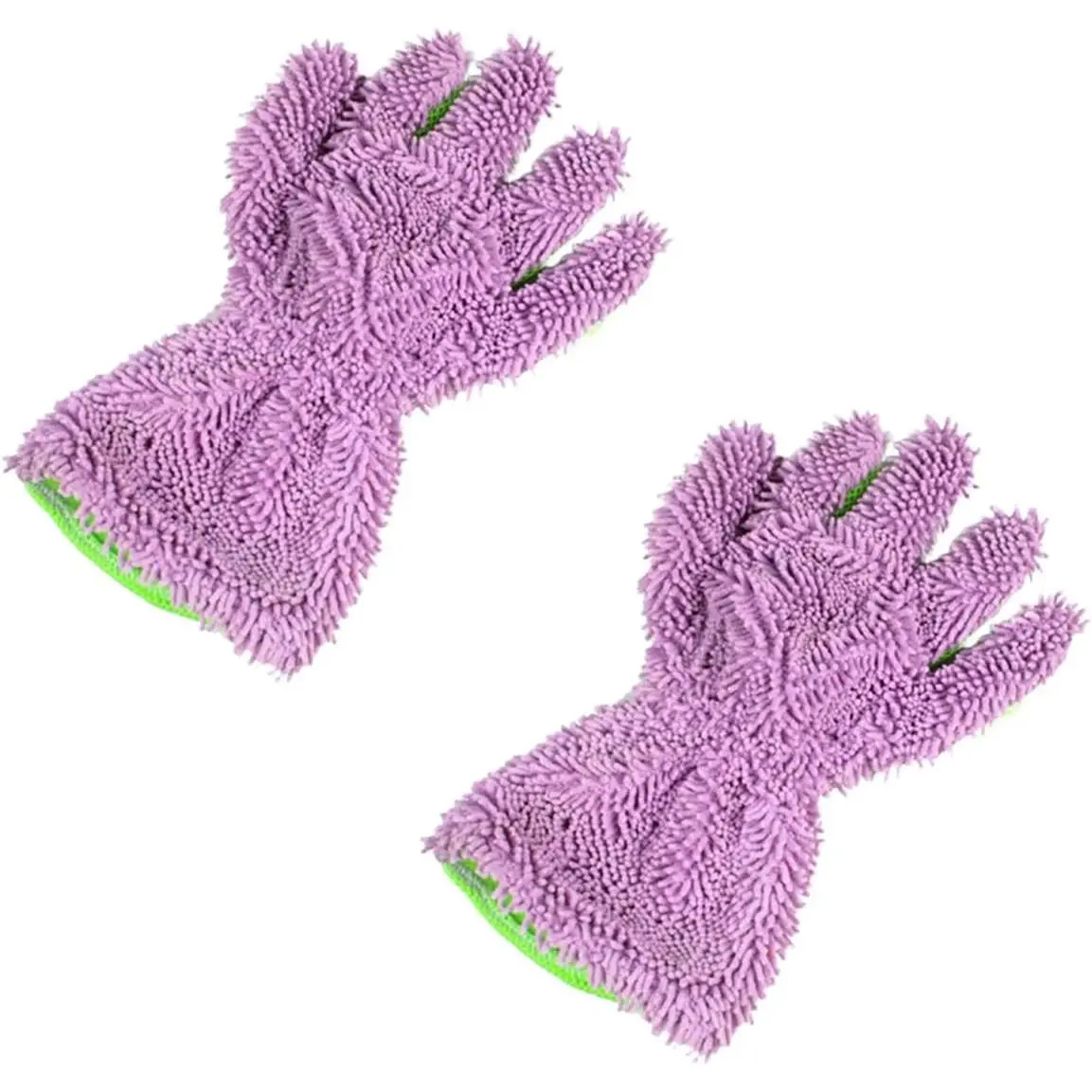 2 count  Wash Mitts, Double Sided Chenille Microfiber Dusting Gloves with 5-Finger Design, Anti-Scratch Auto Interior Exterior Detailing Mitt for Cleaning Wheel Tight Spot ()