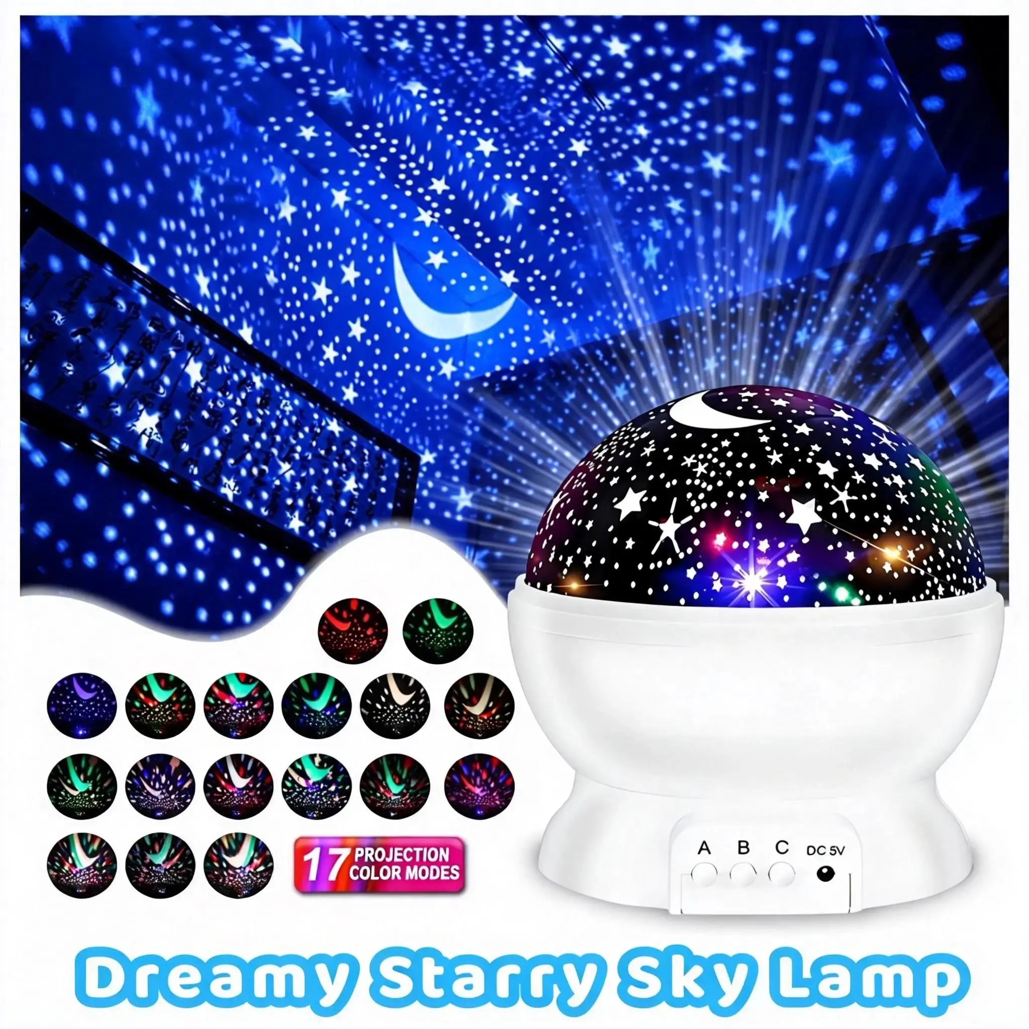 360° Viral Galaxy Room Light, Dreamy Star & Moon Projector Night Light for Aesthetic Bedrooms, Sleepovers & Birthday Gifts Star Projector Night Light, Galaxy Ceiling Lamp with 360° Rotation, Multi Color LED Room Decor for K