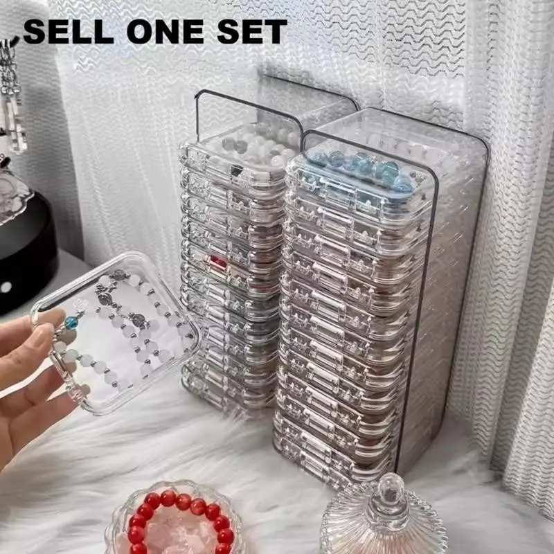 Clear Jewelry Storage Box, 1 Set Multi-functional Portable Organizer Box, Transparent Plastic Storage Box for Home Dormitory Bathroom Office