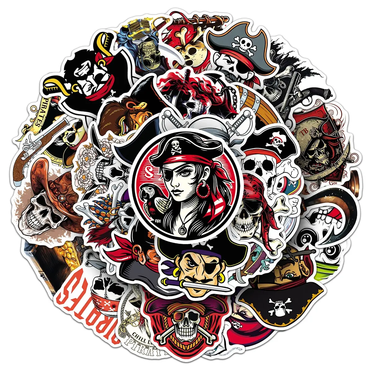 100sheets two sets of repetition pirate graffiti stickers cool handsome skeleton pirate ship creative decoration luggage refrigerator DIY stickers Decorative Sticker