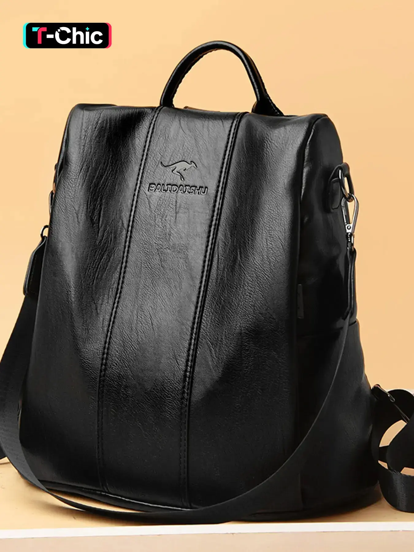 Women's Versatile Soft PU Leather Anti-Theft Daily Casual Travel Backpack, Work Business Backpacks, Lightweight Large-Capacity Commuter Bag with Single-Shoulder Crossbody Strap, Casual Daypack