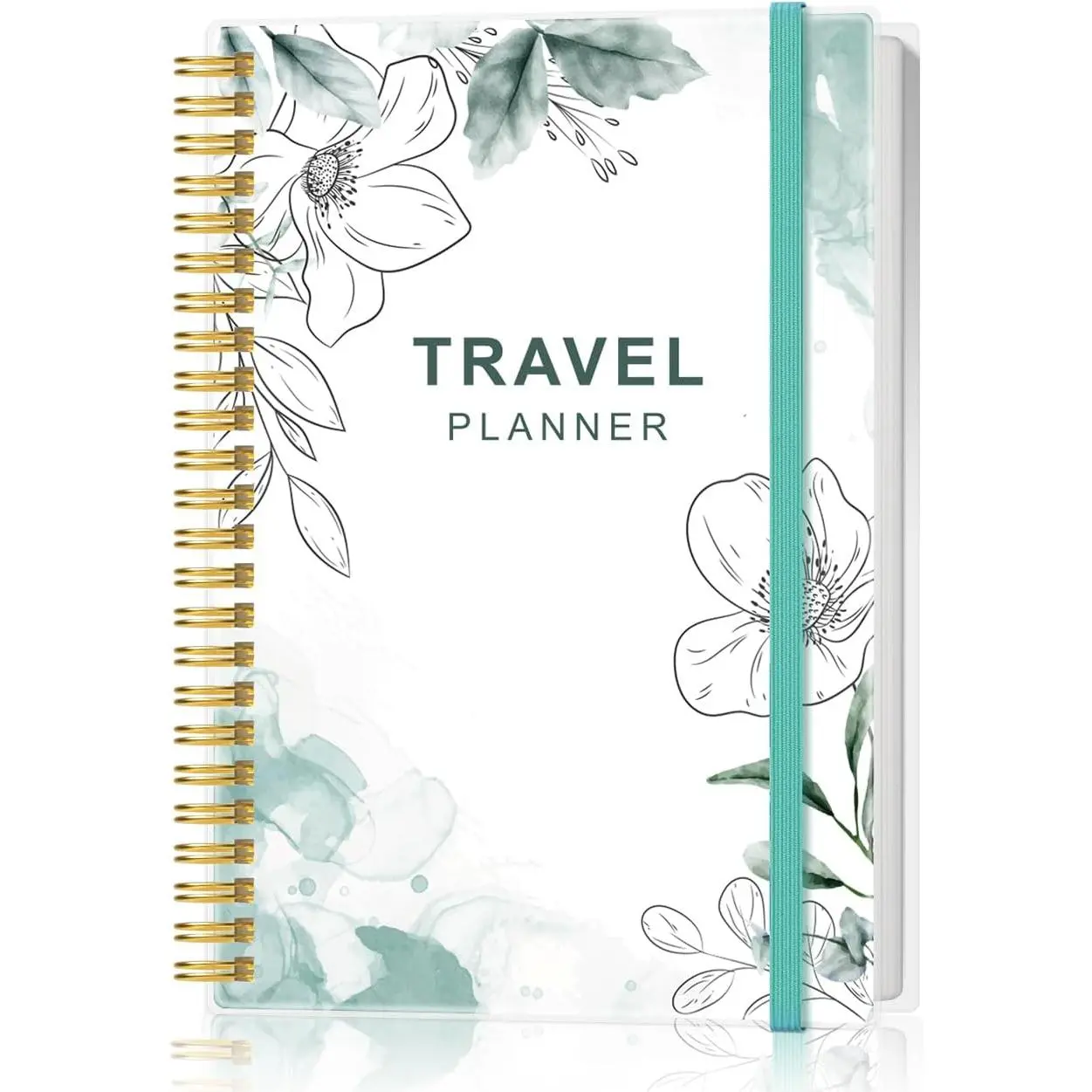 Travel Journal for Women & Men,  & Road Trip Planner Organizer, Travel Notebook for 6 Trips, Trip Planner  to Record Memories and Adventures from Special Trips, 5.8" x 8.5", Teal Floral