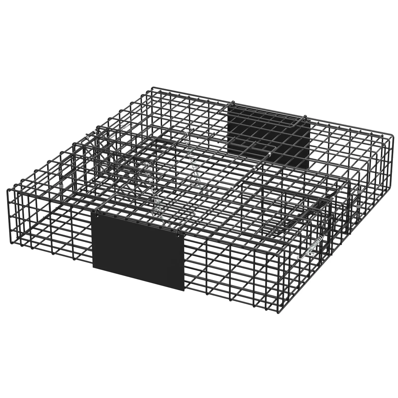 Humane Live Animal Trap Cage - Collapsible Heavy-Duty Steel, Sensitive Trigger, 1/2 Doors, Easy Assembly, Carry Handle, Multi-Size - Animal Control for Stray Cats, Small Foxes & Similar Pests
