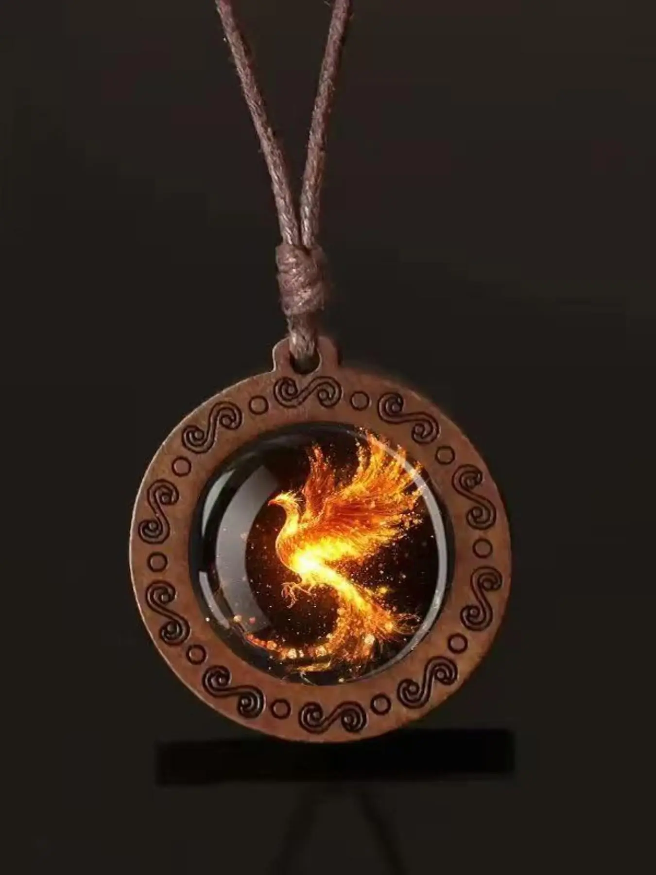 Vintage Phoenix Resurrection Pendant Necklace, Antique Bronze Floral Frame Design, Retro Style Collar Chain, Perfect for Daily Wear & Gifts, Alloy Pendant Necklace