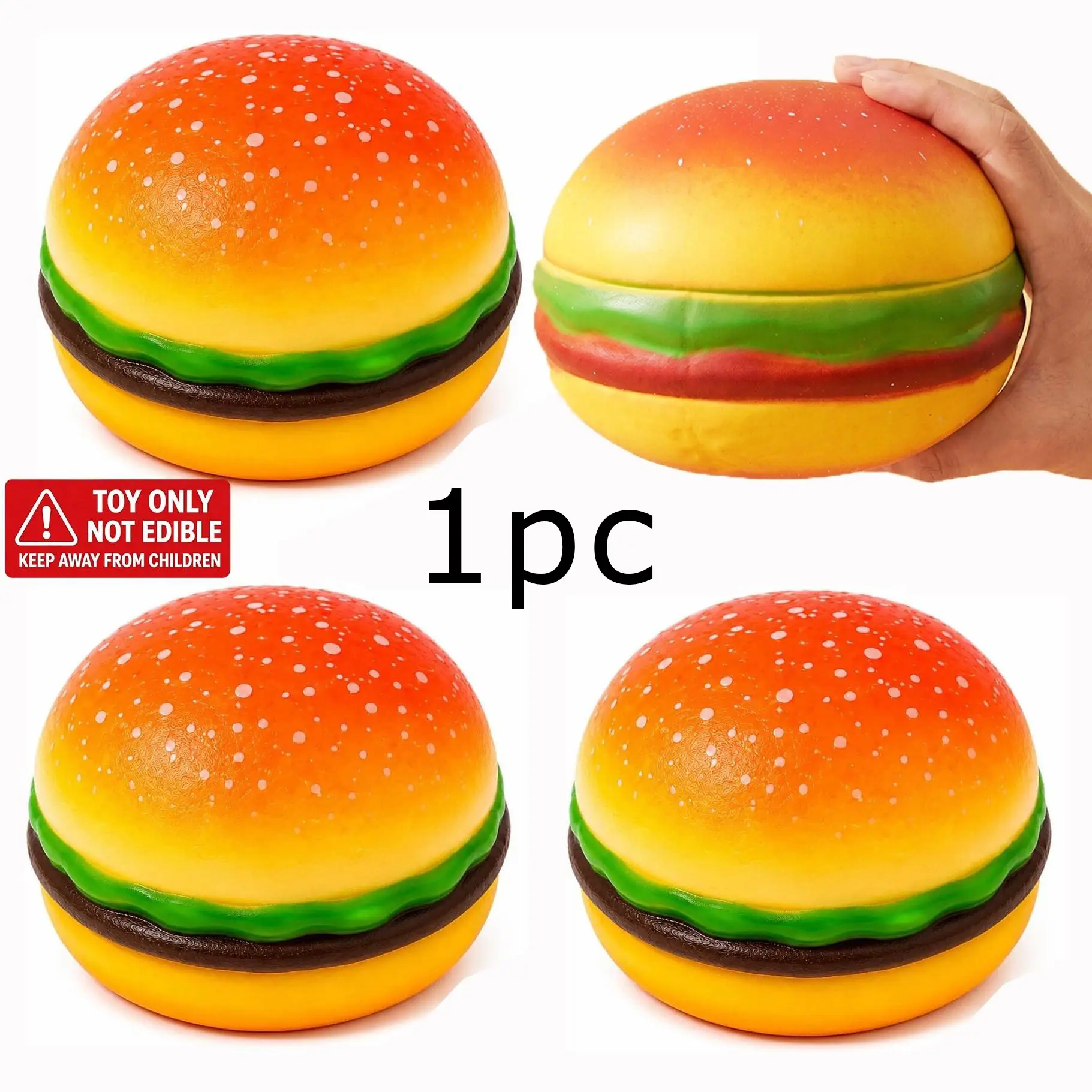 Giant Hamburger Stress Relief Toy Fidget Sensory Product Hamburger Toys for Birthday Party Fun and Cute Christmas Stocking Stuffer Supplies Favors and Decorations Ideal for Boys and Girls Autism Decompression Squeeze