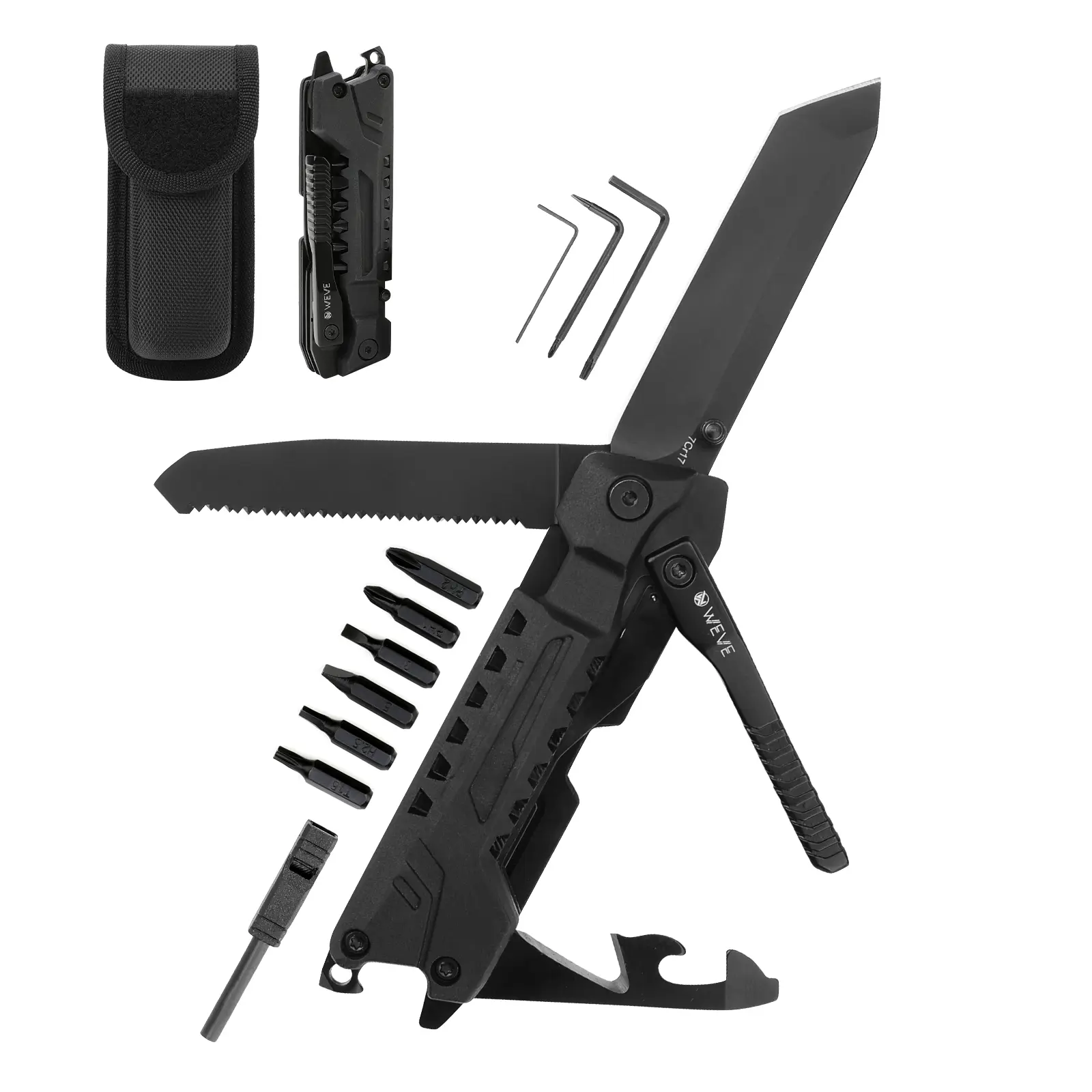 xhandle MT-35 20-in-1 Multitool Pocket Knife with Screwdriver Set, Fire Steel, and Glass Breaker, Compact Everyday Carry Outdoor Gadget for Men, Camping, and Home Repair, Outdoor Gadgets, Multi-Function
