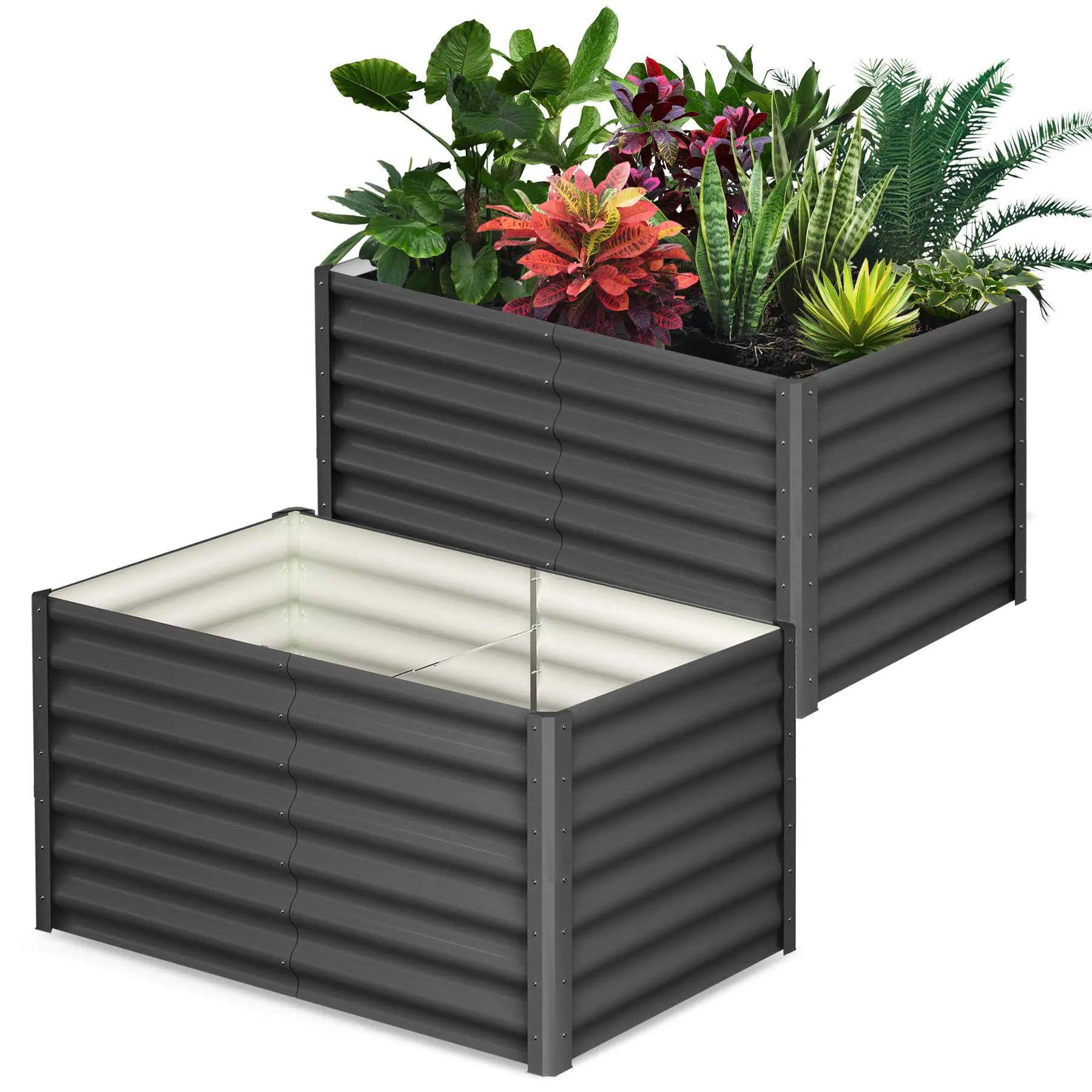 Galvanized Steel Raised Garden Bed Kit – Heavy-Duty Metal Construction with Rust-Resistant Coating – Easy Assembly and Expansion – Ideal for Growing Vegetables, Flowers and Herbs Outdoors