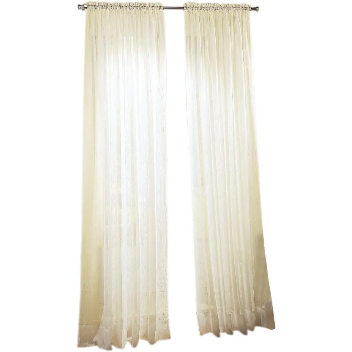 No.918 Erica Crushed Sheer Voile Rod Panel, 51" x 84", Eggshell Off-White