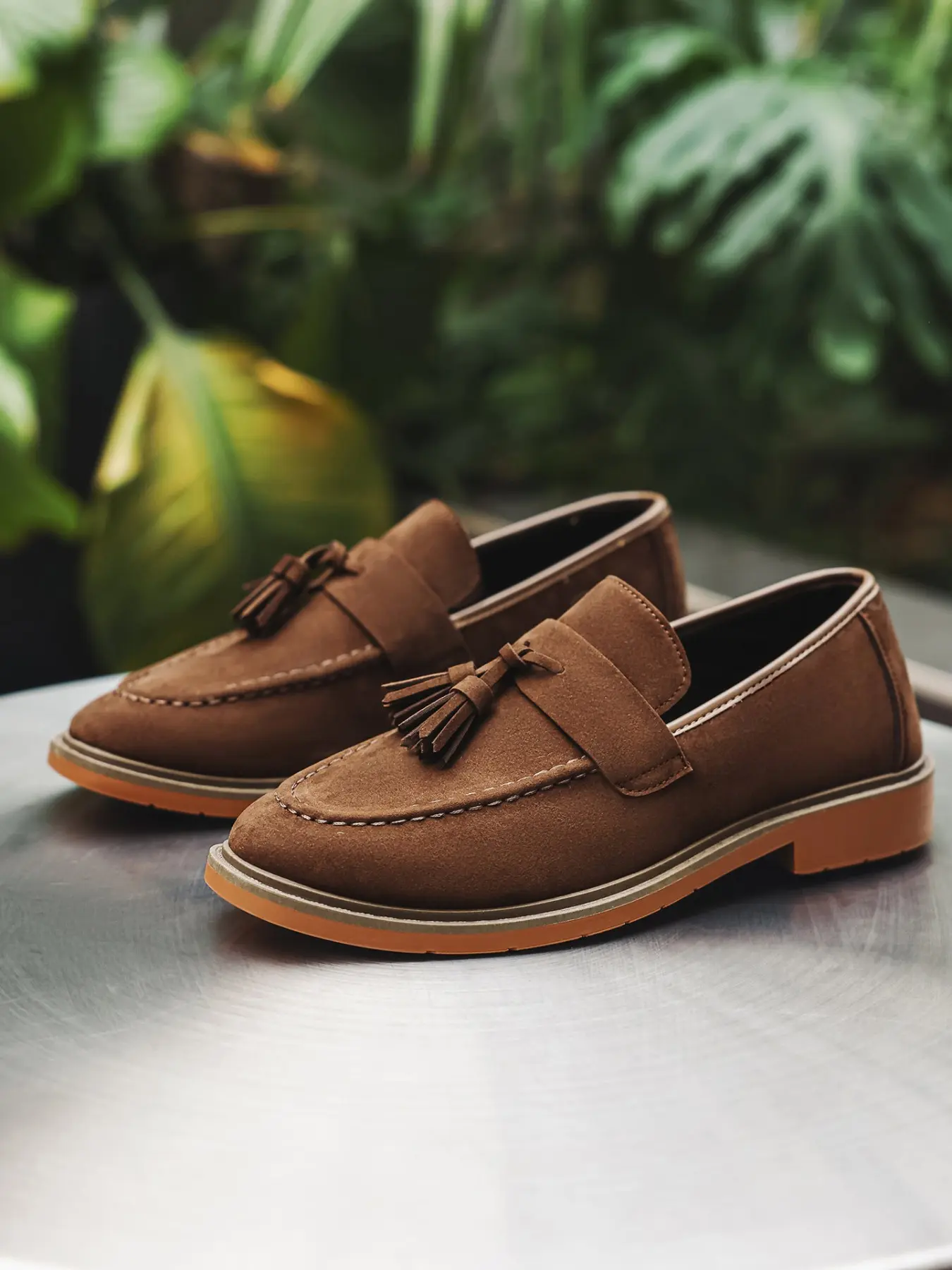 Men's Suede Tassel Loafers Slip On Casual Dress Shoes, Soft Comfort Low Block Heel Walking Flats, Non Slip Rubber Outsole Vintage Style Shoes Business Footwear, Lightweight Daily Footwear for Commuting Dating Outdoor Daily Occasions